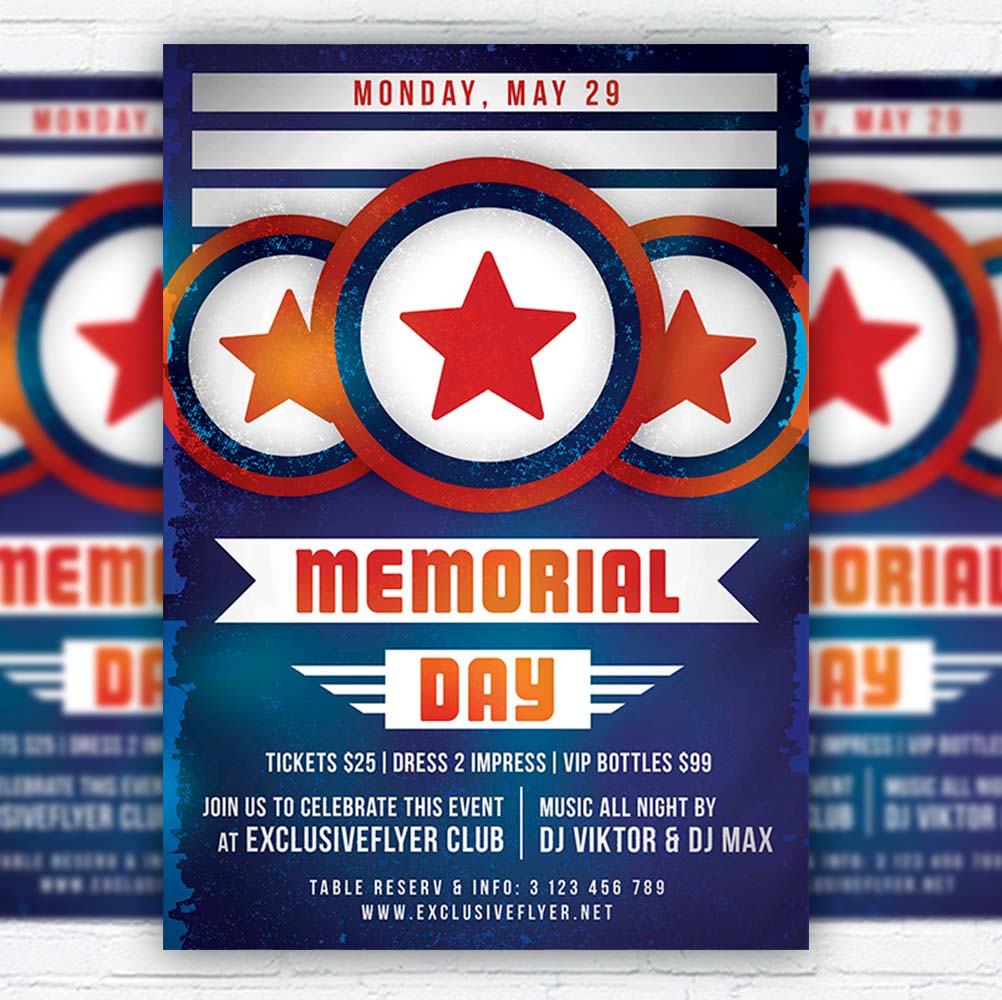 memorial_day_party-flyer-template-1.jpg Memorial Day Party PSD Template - Image 1