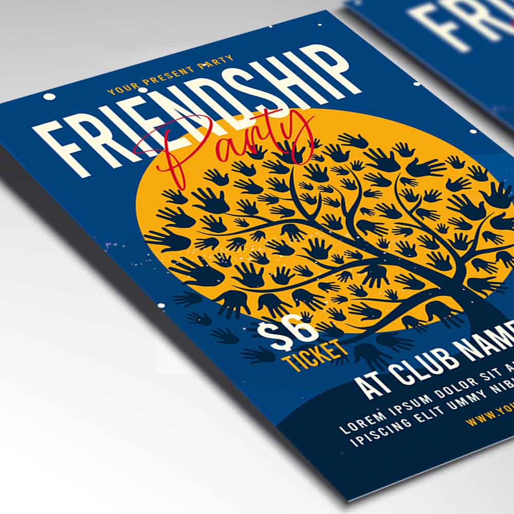 friendship-party-card-printable-template-flyer-psdmarket