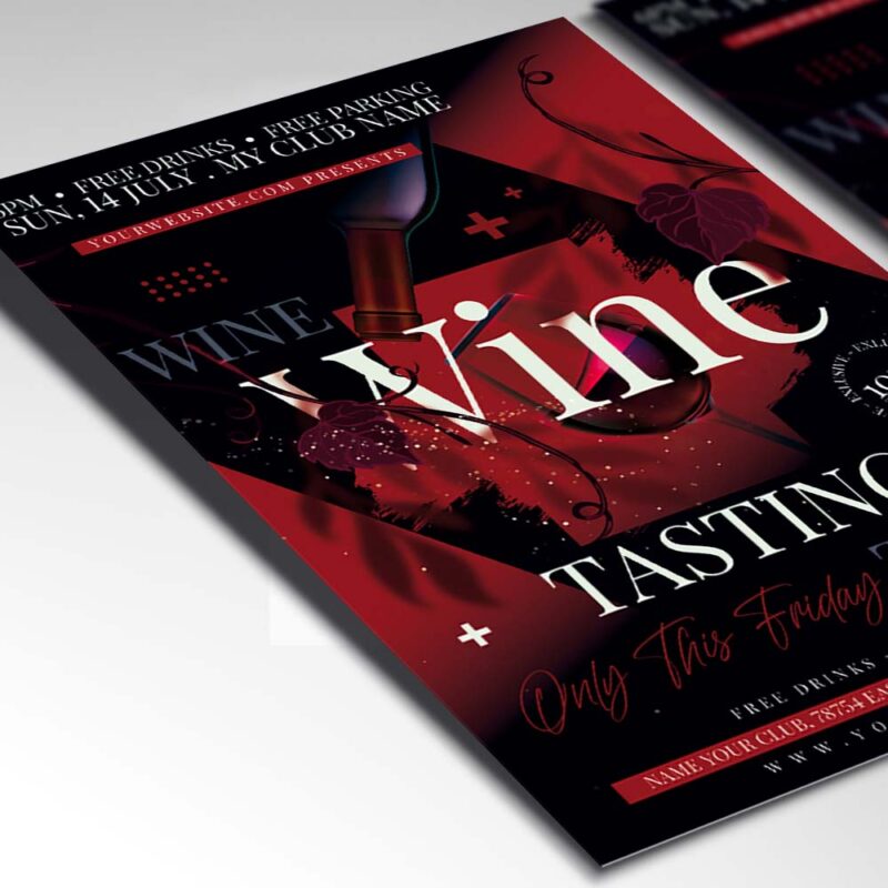 Wine Tasting Card Printable Template Flyer PSD | PSDmarket