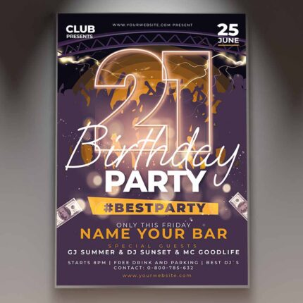 Download Birthday Party Card Printable PSD Template 1