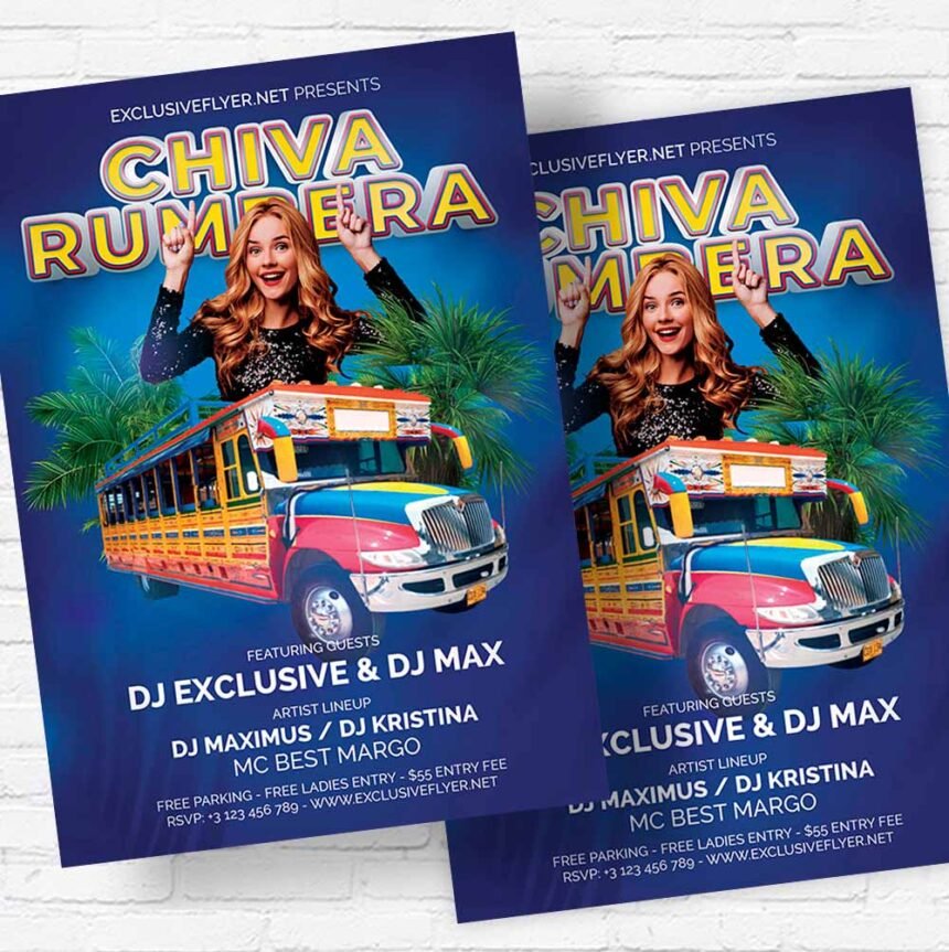 Chiva Rumbera Printable PSD Template | PSDmarket