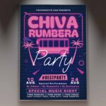 Download Chiva Rumbera Neon Party Card Printable PSD Template 1