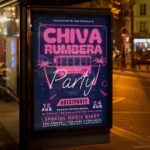 Download Chiva Rumbera Neon Party Card Printable PSD Template 3