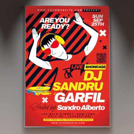 Download DJ Party Card Printable PSD Template 1