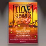 Download I Love Summer Party Card Printable PSD Template 1