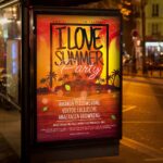 Download I Love Summer Party Card Printable PSD Template 3