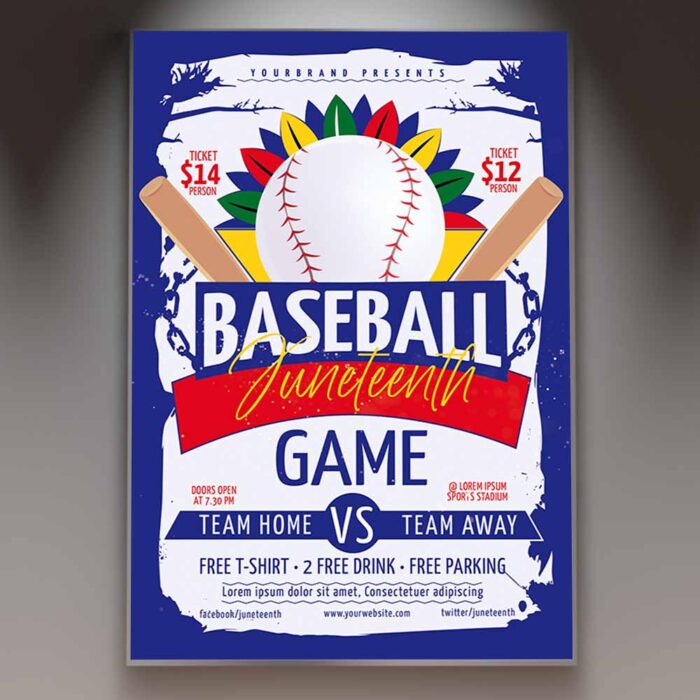 Download Juneteenth Baseball Card Printable PSD Template 1