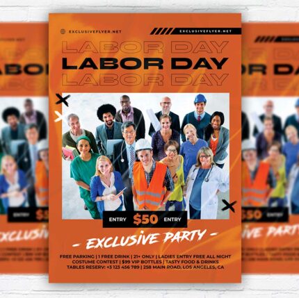 labor day party night flyer Template