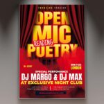 Download Mic Poetry Card Printable PSD Template 1
