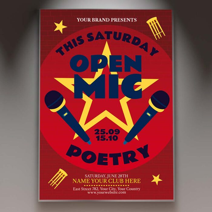Download Open Mic Poetry Card Printable PSD Template 1