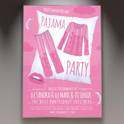 Download Pajama Party Card Printable PSD Template 1