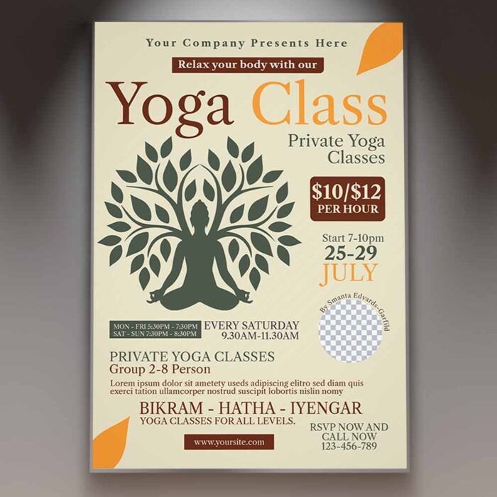Download Yoga Class Card Printable PSD Template 1