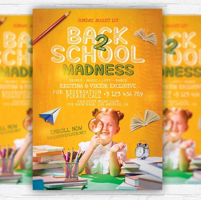 Download Back to School Madness - Flyer PSD Template | ExclusiveFlyer