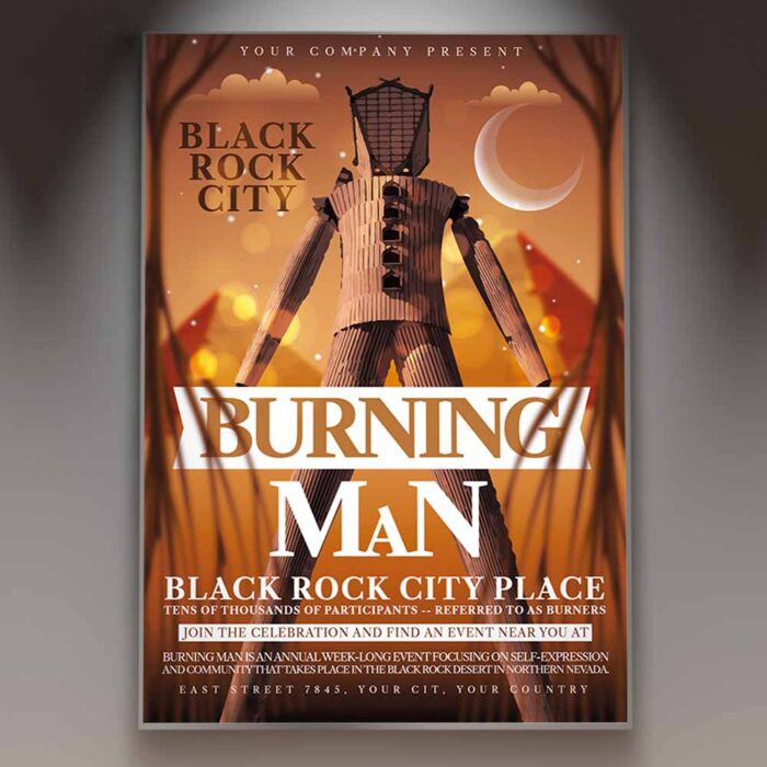 Download Burning Man Card Printable PSD Template 1