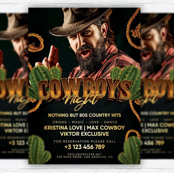 Download Cowboys Night - Flyer PSD Template | ExclusiveFlyer