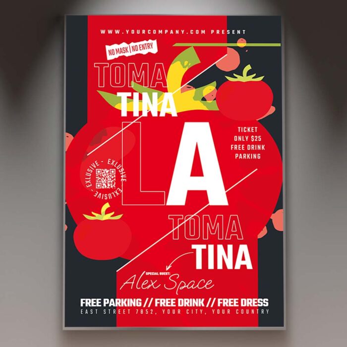 Download La Tomatina Day Card Printable PSD Template 1
