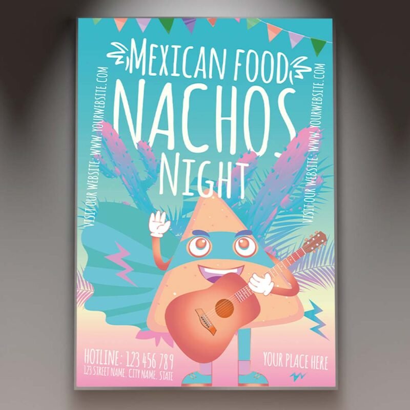 Nachos Hero Night Card Printable PSD Template | PSDmarket