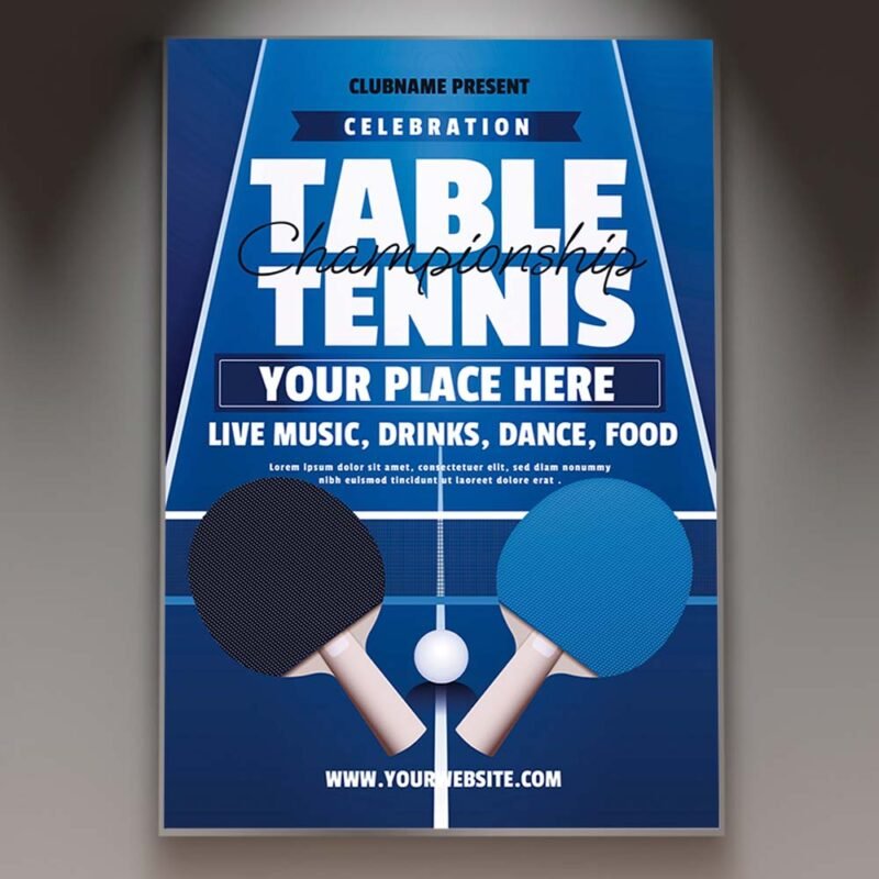 Table Tennis Tournament Card Printable PSD Template
