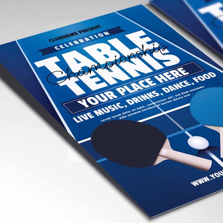 Table Tennis Tournament Card Printable PSD Template