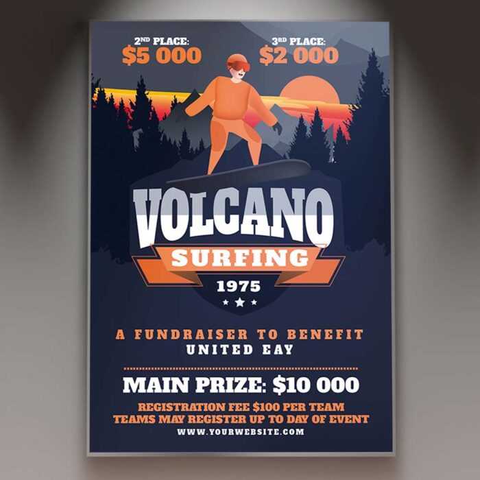 Download Volcano Surfing Card Printable PSD Template 1