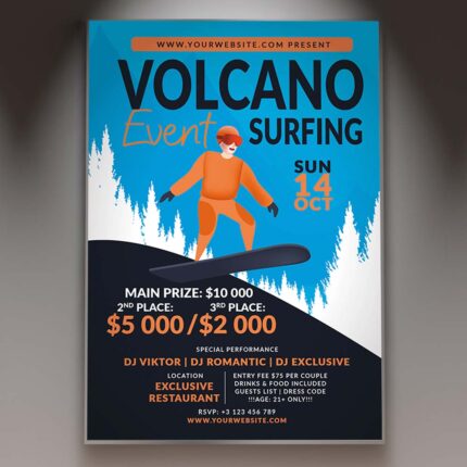 Download Volcano Surfing Sport Card Printable PSD Template 1