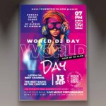 Download World DJ Day Card Printable PSD Template 1