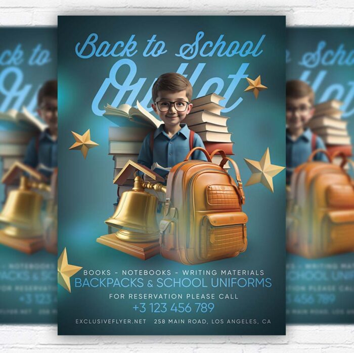 Download Back to School Outlet - Flyer PSD Template | ExclusiveFlye