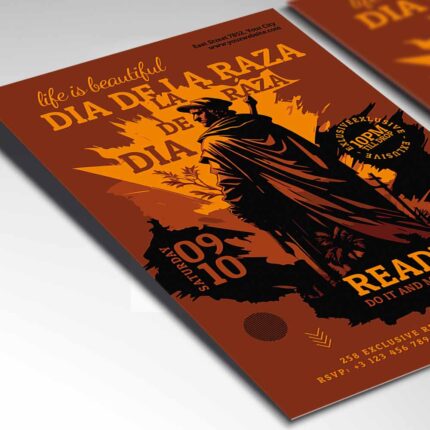 Download Dia De La Raza Party Card Printable PSD Template 2