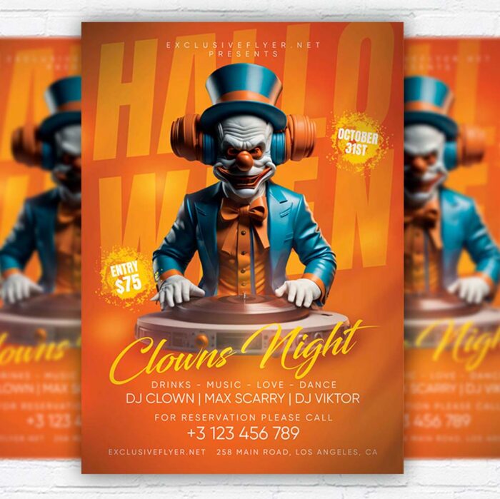 Download Halloween Clowns Night - Flyer PSD Template | ExclusiveFlye