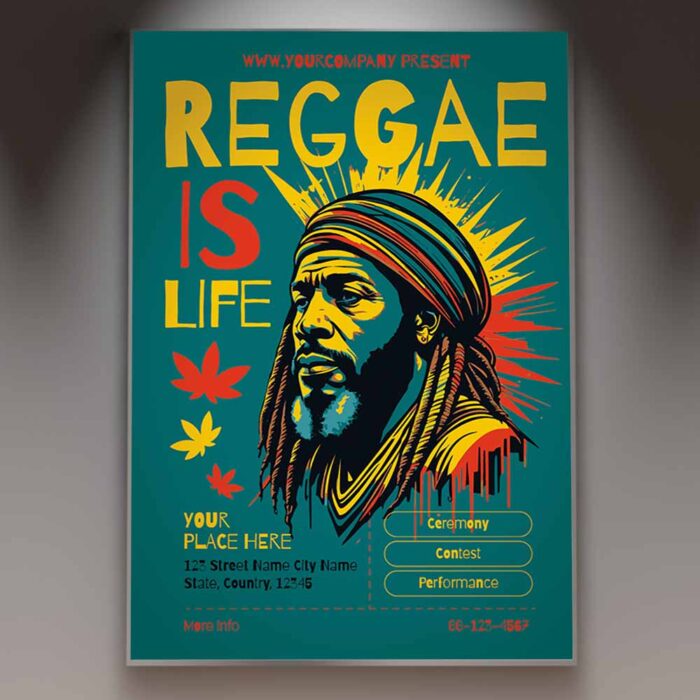 Download Reggae is Life Card Printable PSD Template 1