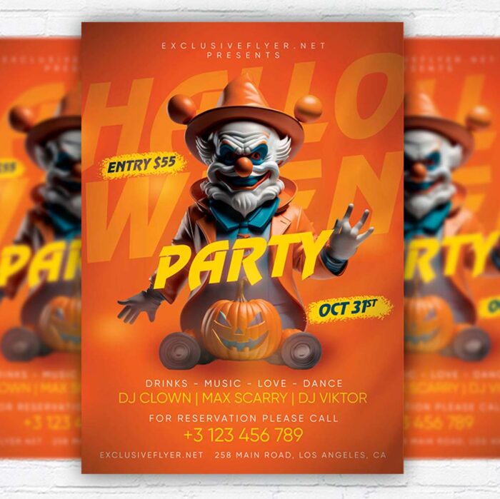 Download Scarry Clowns - Flyer PSD Template | ExclusiveFlye