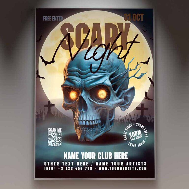 Scary Night Card Printable PSD Template | PSDmarket