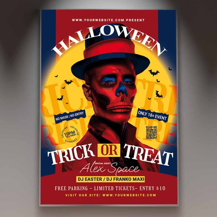 Download Trick or Treat Party Card Printable PSD Template 1