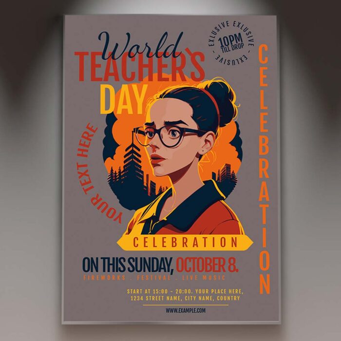 Download World Teachers Day Celebration Card Printable PSD Template 1