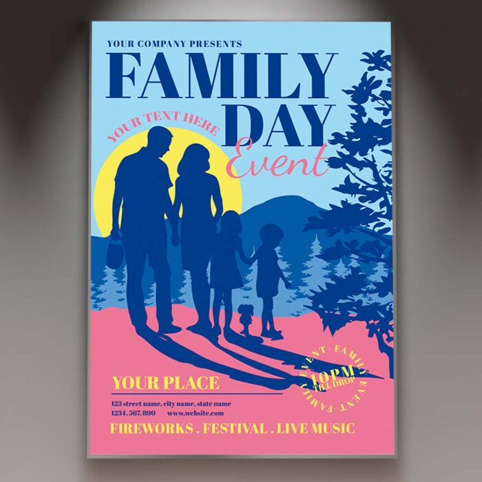 Download Family Day in USA Card Printable PSD Template 1
