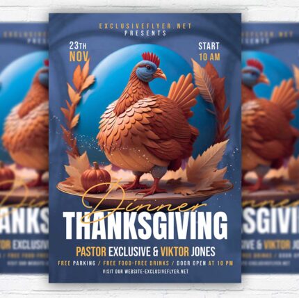 Download Thanksgiving Dinner- Flyer PSD Template | ExclusiveFlye