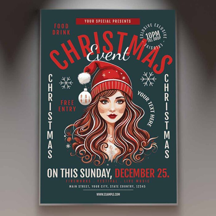 Download Christmas Event Card Printable PSD Template 1