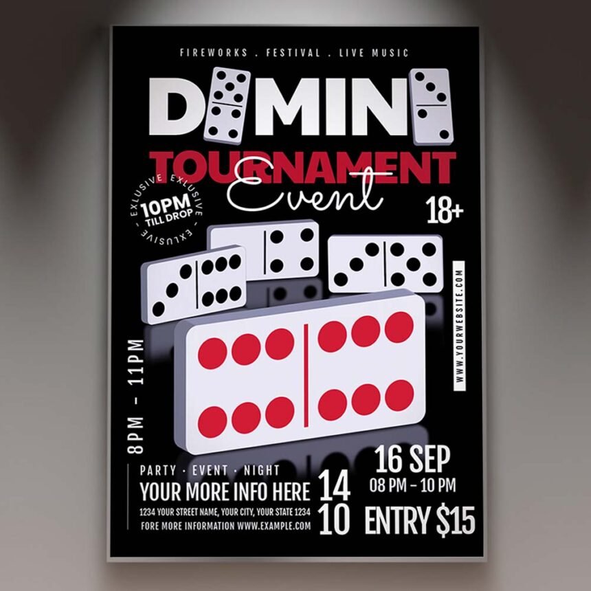 Domino Tournament Card Printable PSD Template | PSDmarket
