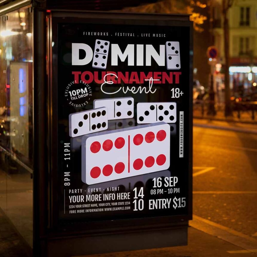 Domino Tournament Card Printable PSD Template | PSDmarket