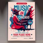 Download Music in Chicago Card Printable PSD Template 1