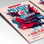 Download Music in Chicago Card Printable PSD Template 2