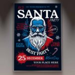 Download Old Santa Party Card Printable PSD Template 1