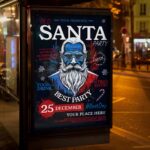 Download Old Santa Party Card Printable PSD Template 3