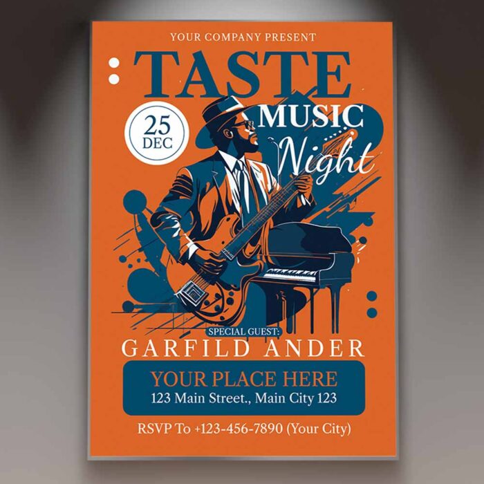 Download Taste Music Night Card Printable PSD Template 1