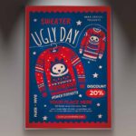 Download Ugly Sweater Party Card Printable PSD Template 1