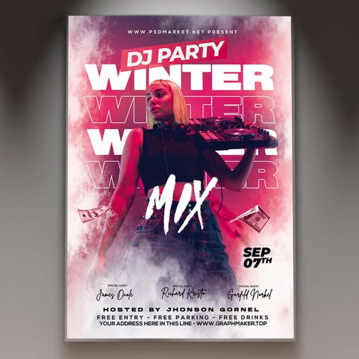 Download Winter DJ Mix Card Printable PSD Template 1