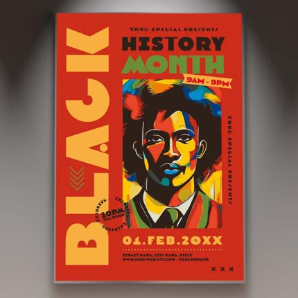 Download Afro Black History Month Card Printable PSD Template 1