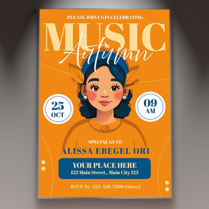 Download Autumn Music Card Printable PSD Template 1