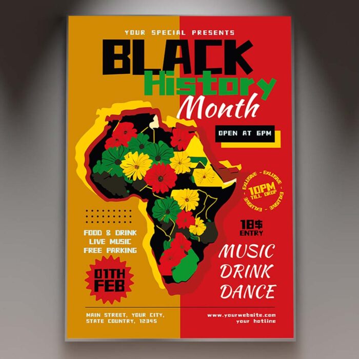 Download Black History Month 2024 Card Printable PSD Template 1