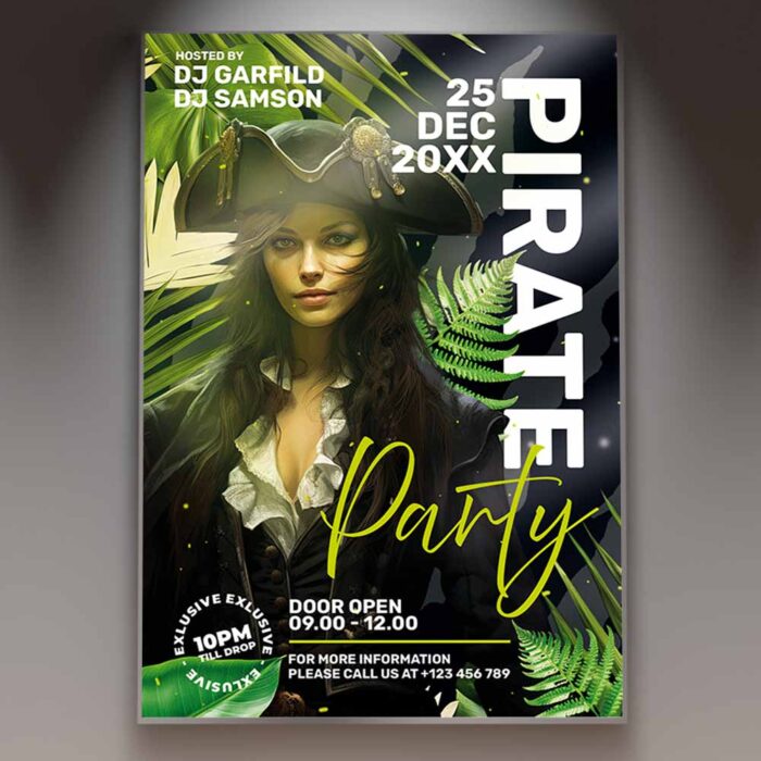 Download Pirate Party Card Printable PSD Template 1